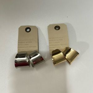 Anthropologie Wide Huggie Hoops in Silver and Gold